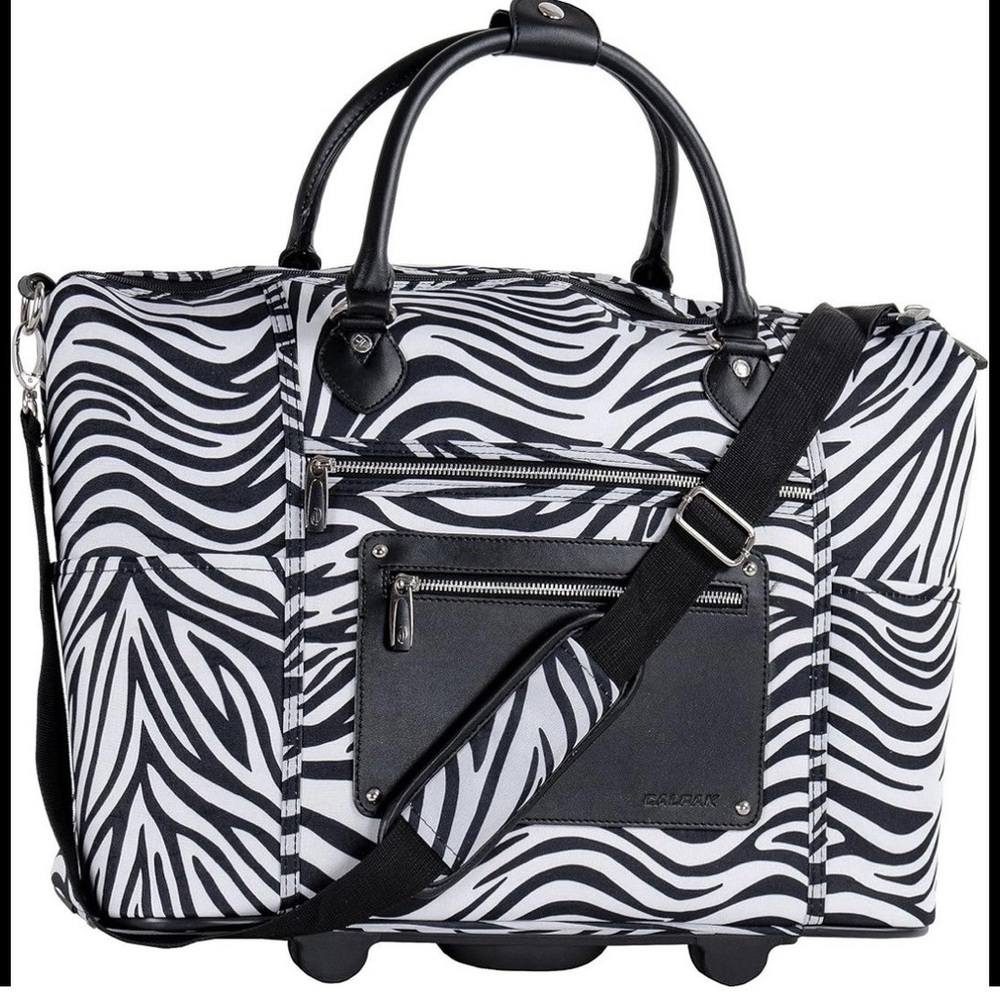 CalPak -  Zebra Print Duffel Laptop Rolling Carry on